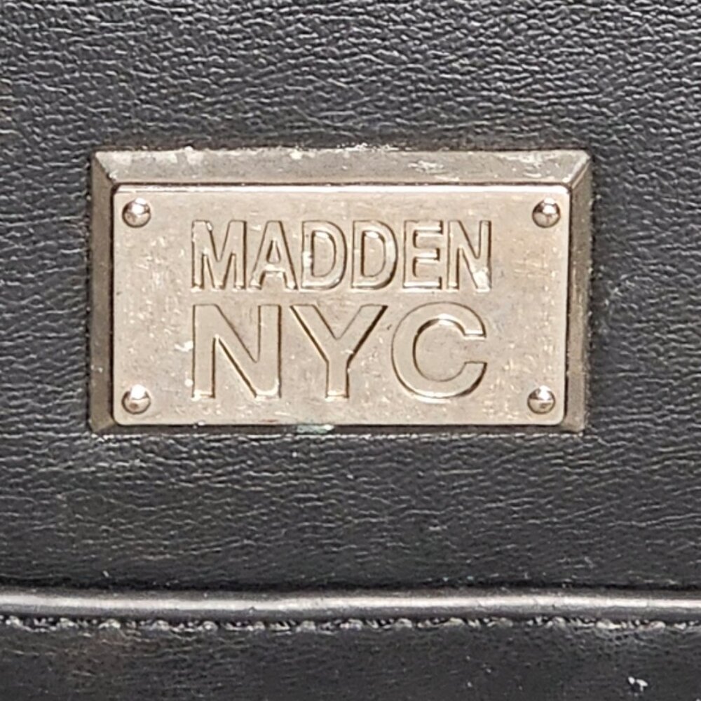 Steve Madden NYC Diamond Bling & Chain Black Faux Leather Purse - Picture 6 of 7